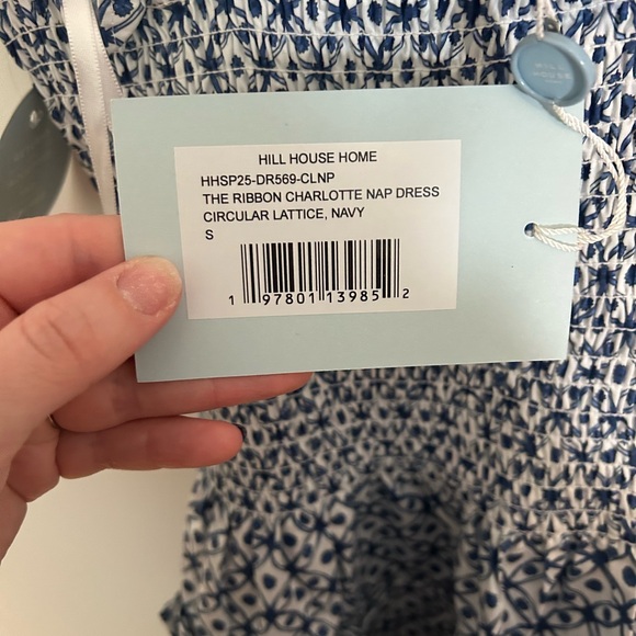 NWT Hill House The Ribbon Charlotte Nap Dress in Navy Circular Lattice - Picture 4 of 8